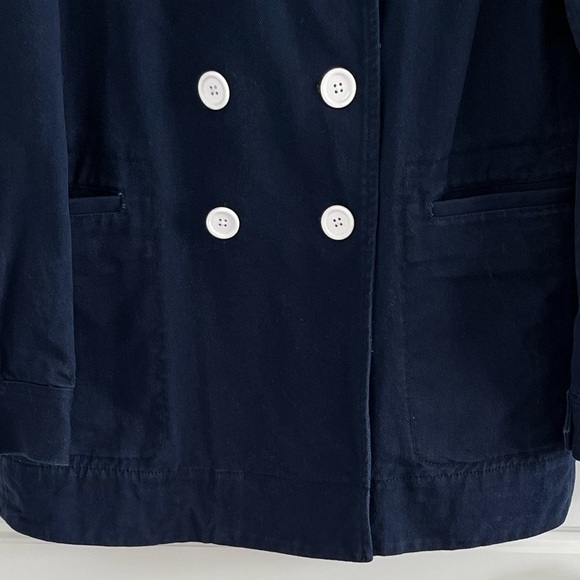 J. Crew Peacoat Heavyweight Cotton Twill Double Breasted Button Up Size 12 Navy - Picture 5 of 16